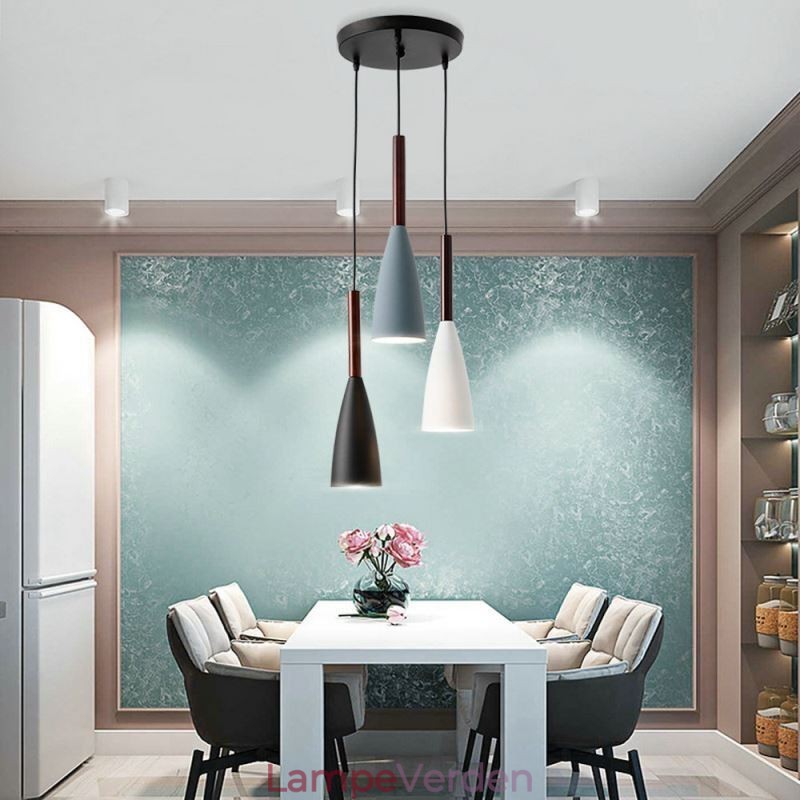Moderne enkel pendellampe tre lys kreative aluminium kunst lysarmatur Cafe