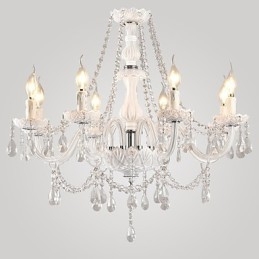 Lysekrone Hvid Krystal Modern Living 8 Lys