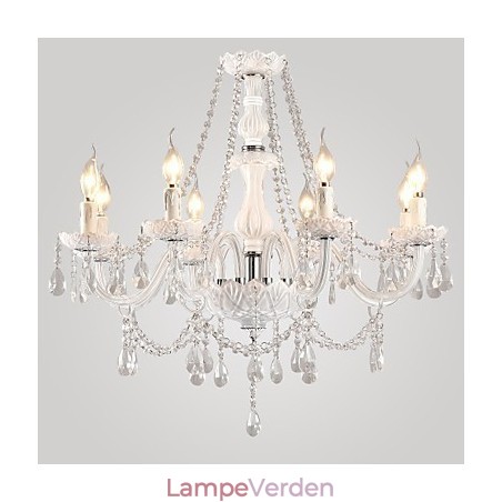 Lysekrone Hvid Krystal Modern Living 8 Lys