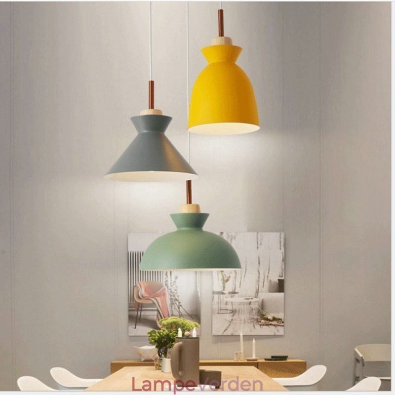 Pendel Nordic Metal Dome Macaron Farver Lampe Lys