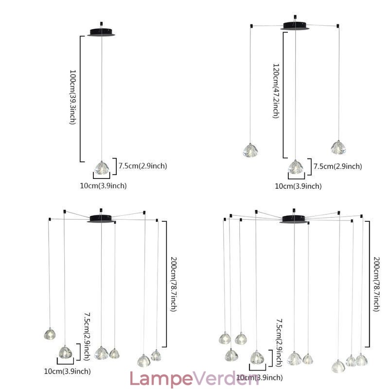 Moderne pendant lys krystal lysekrone lys hjemmebelysning lampe