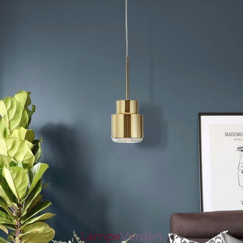 Postmoderne Glas Pendel Light Golden Cylinder Lampe Bright Lighting Light