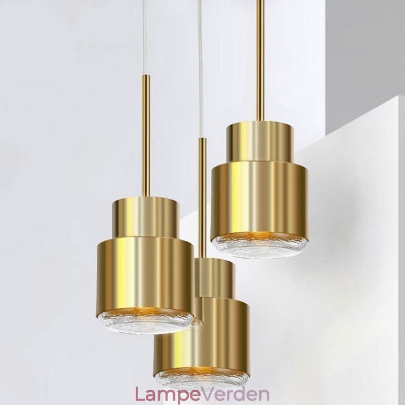 Postmoderne Glas Pendel Light Golden Cylinder Lampe Bright Lighting Light