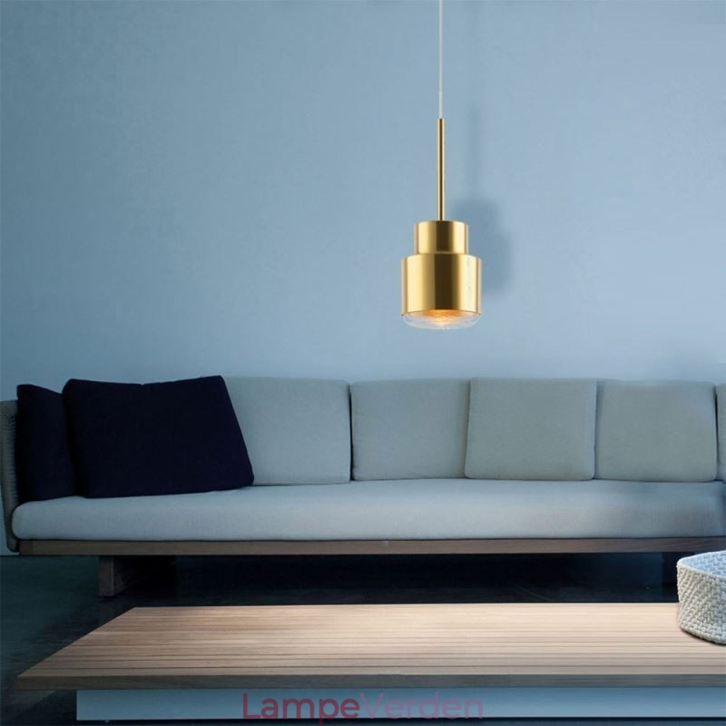 Postmoderne Glas Pendel Light Golden Cylinder Lampe Bright Lighting Light