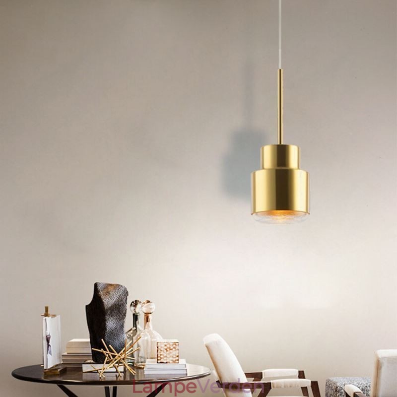 Postmoderne Glas Pendel Light Golden Cylinder Lampe Bright Lighting Light