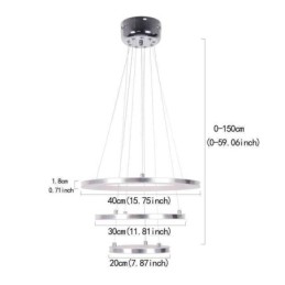 Moderne Pendel Akryl 3 Ringe Lampe 40+30+20cm