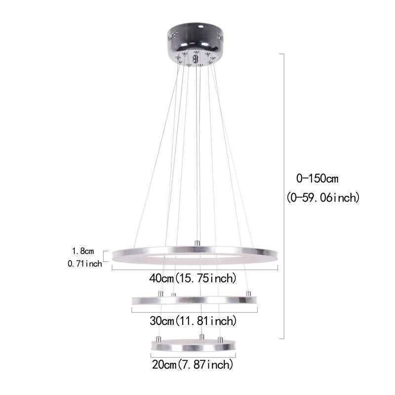 Moderne Pendel Akryl 3 Ringe Lampe 40+30+20cm