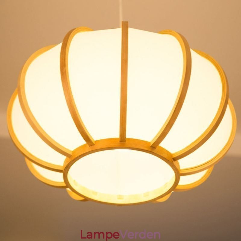 Kreativ japansk bambus hængelampe Moderne enkel pendel teværelses rundt lys