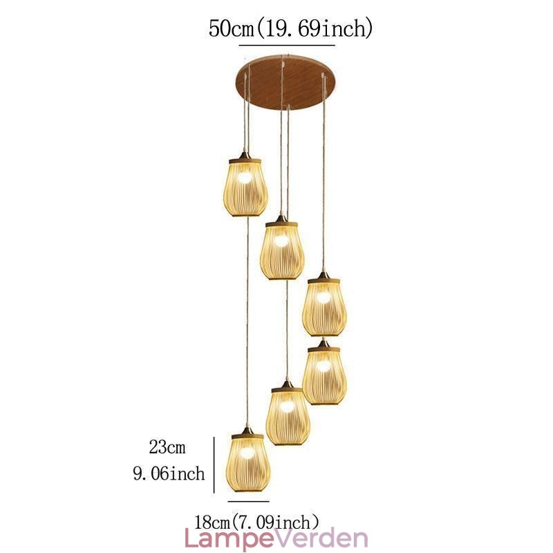 Hule Cage Pendel Light Modern Bamboo Pendel Lighting