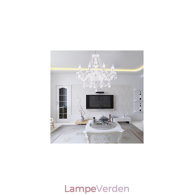 Lysekrone Hvid Krystal Modern Living 8 Lys
