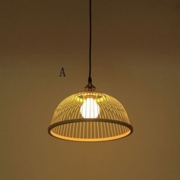 Kuppel Bambus Pendel Light Håndvævet Pendel Light