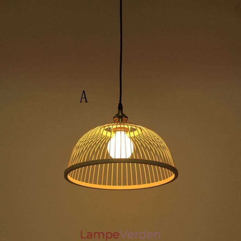 Kuppel Bambus Pendel Light Håndvævet Pendel Light
