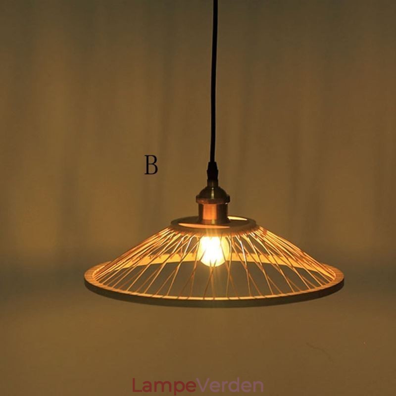 Kuppel Bambus Pendel Light Håndvævet Pendel Light