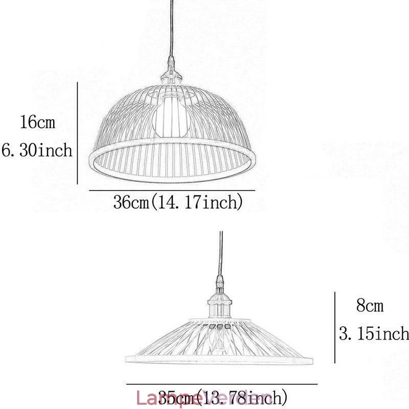 Kuppel Bambus Pendel Light Håndvævet Pendel Light