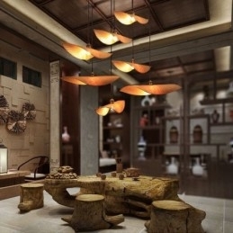 Creative Leaf Pendel Light Moderne Bambus Pendel Light Tearoom Lighting