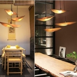 Creative Leaf Pendel Light Moderne Bambus Pendel Light Tearoom Lighting