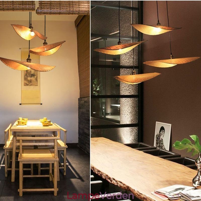 Creative Leaf Pendel Light Moderne Bambus Pendel Light Tearoom Lighting