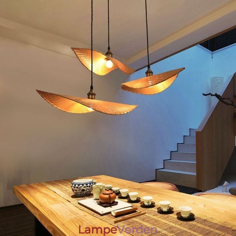 Creative Leaf Pendel Light Moderne Bambus Pendel Light Tearoom Lighting