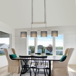 Moderne 4 lys pendel med stofskærm Justerbar højde