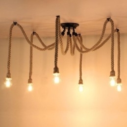 Retro stil 6 10 hoveder pendant lys hamp reb lysekrone vintage loft lys