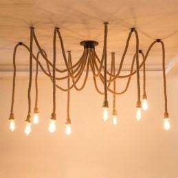 Retro stil 6 10 hoveder pendant lys hamp reb lysekrone vintage loft lys