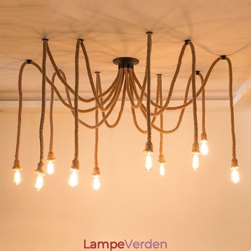 Retro stil 6 10 hoveder pendant lys hamp reb lysekrone vintage loft lys