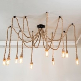 Retro stil 6 10 hoveder pendant lys hamp reb lysekrone vintage loft lys
