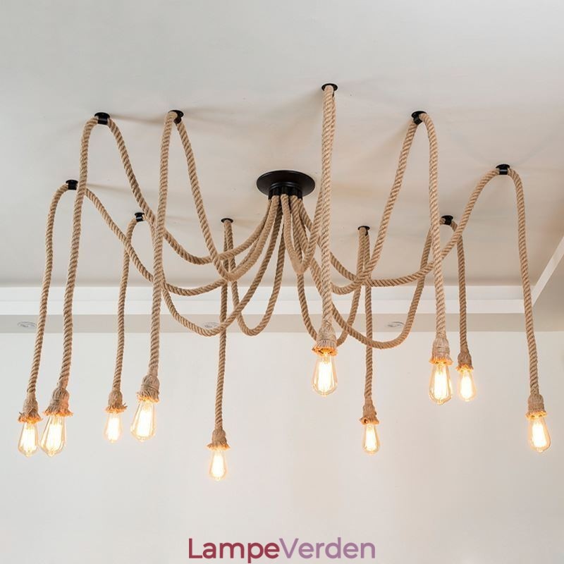 Retro stil 6 10 hoveder pendant lys hamp reb lysekrone vintage loft lys
