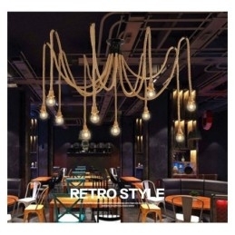 Retro stil 6 10 hoveder pendant lys hamp reb lysekrone vintage loft lys