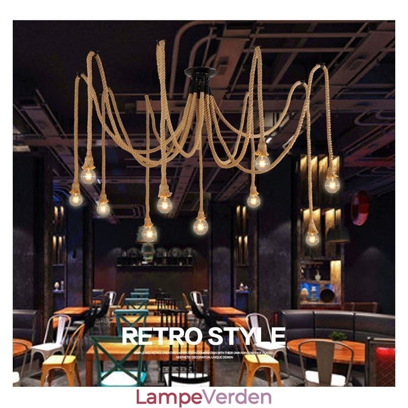 Retro stil 6 10 hoveder pendant lys hamp reb lysekrone vintage loft lys