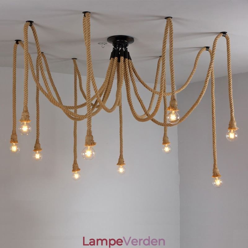 Retro stil 6 10 hoveder pendant lys hamp reb lysekrone vintage loft lys