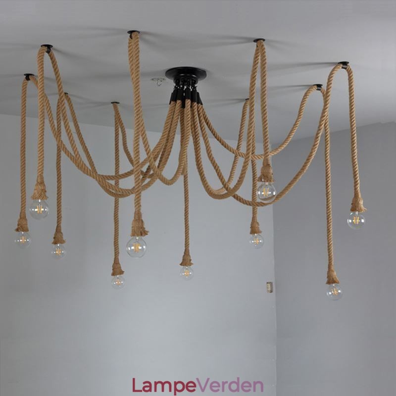 Retro stil 6 10 hoveder pendant lys hamp reb lysekrone vintage loft lys