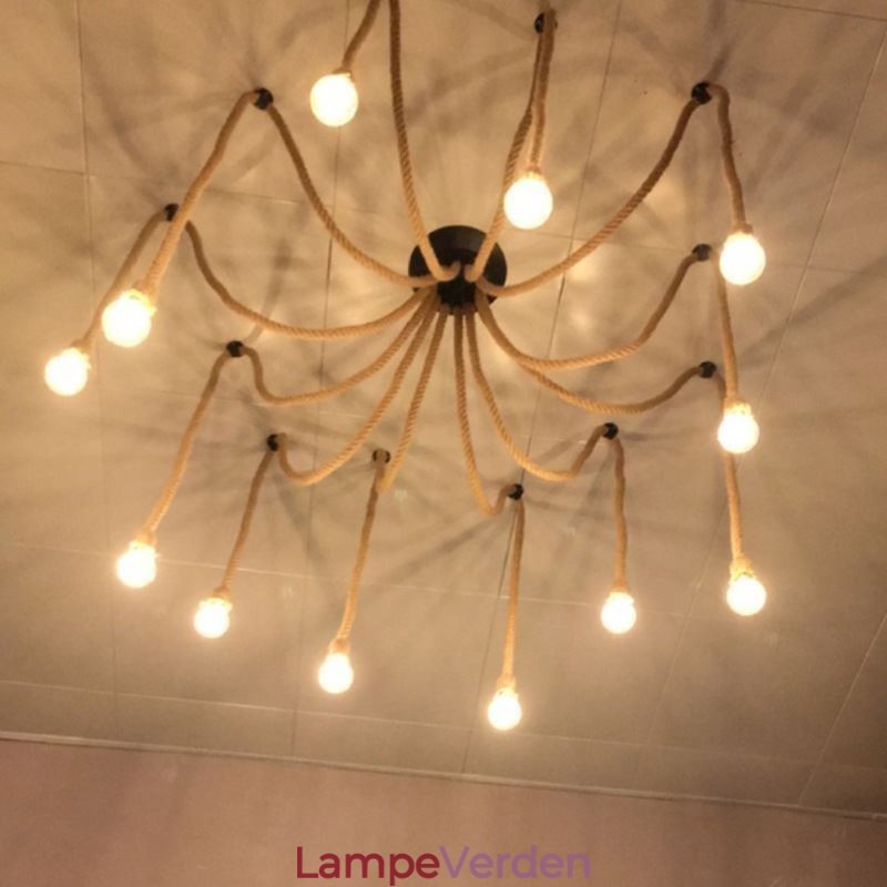 Retro stil 6 10 hoveder pendant lys hamp reb lysekrone vintage loft lys