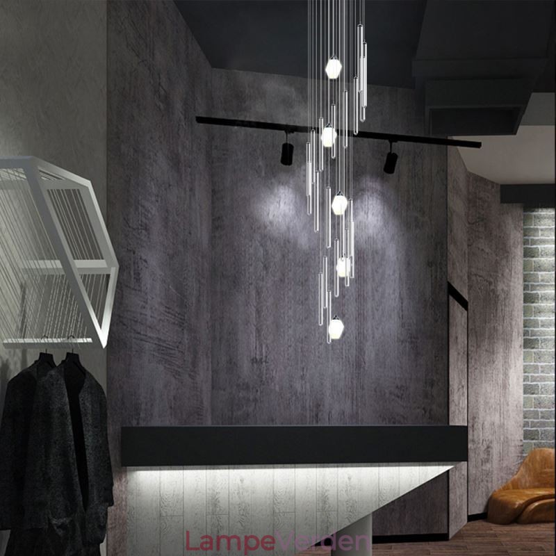 Cluster Pendel Lys Moderne Stor Pendel Krystal Lysekrone Duplex Trappe
