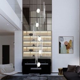 Cluster Pendel Lys Moderne Stor Pendel Krystal Lysekrone Duplex Trappe