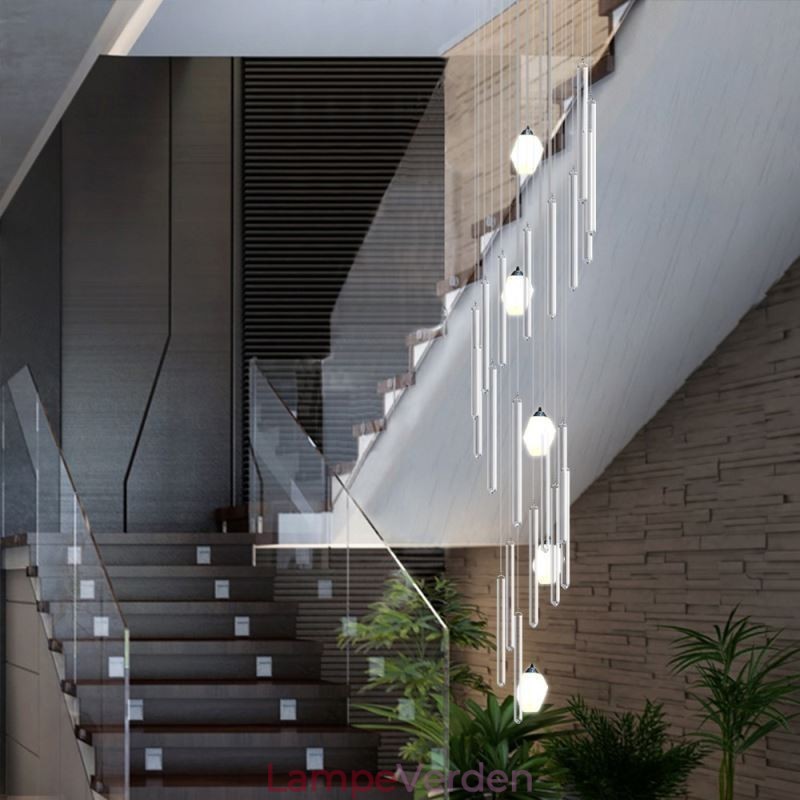 Cluster Pendel Lys Moderne Stor Pendel Krystal Lysekrone Duplex Trappe