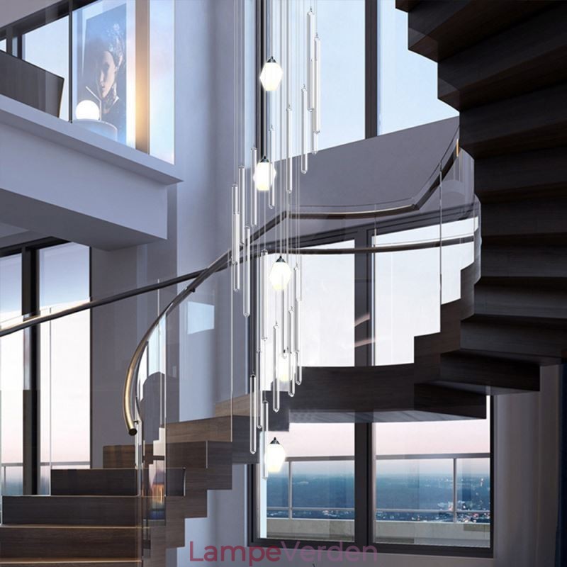 Cluster Pendel Lys Moderne Stor Pendel Krystal Lysekrone Duplex Trappe