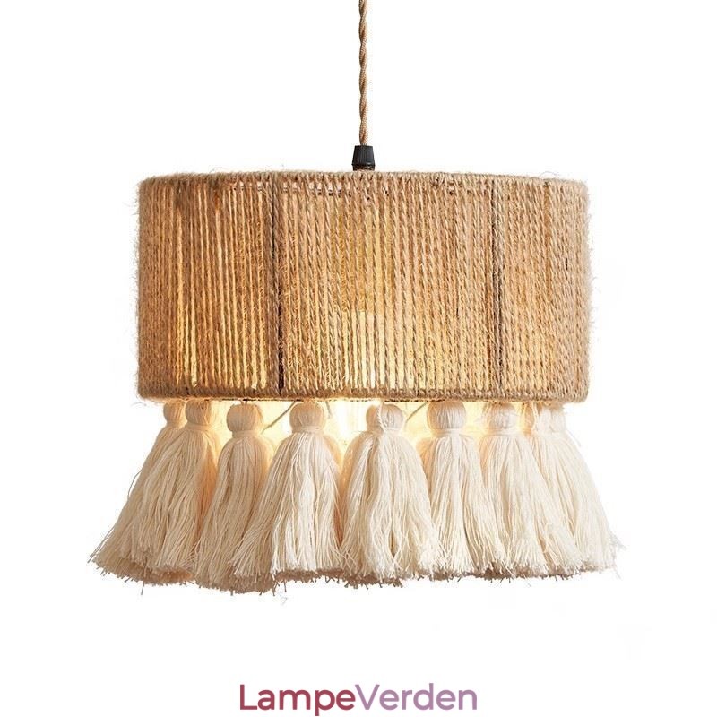 Hamp Rope Pendel Light Retro Dekoration Loftslys kvast Lampeskærm