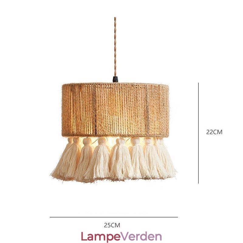 Hamp Rope Pendel Light Retro Dekoration Loftslys kvast Lampeskærm