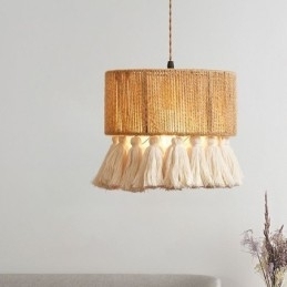Hamp Rope Pendel Light Retro Dekoration Loftslys kvast Lampeskærm