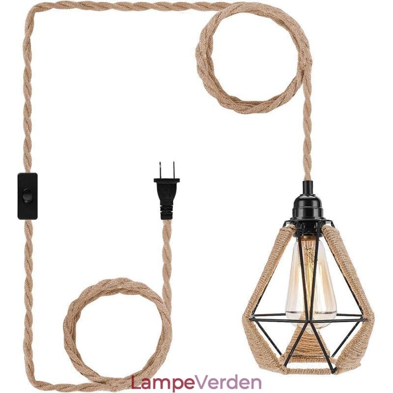 Retro Pendel Hamp Rope Ceiling Light 5M hængende tråd