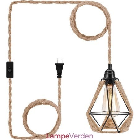 Retro Pendel Hamp Rope Ceiling Light 5M hængende tråd