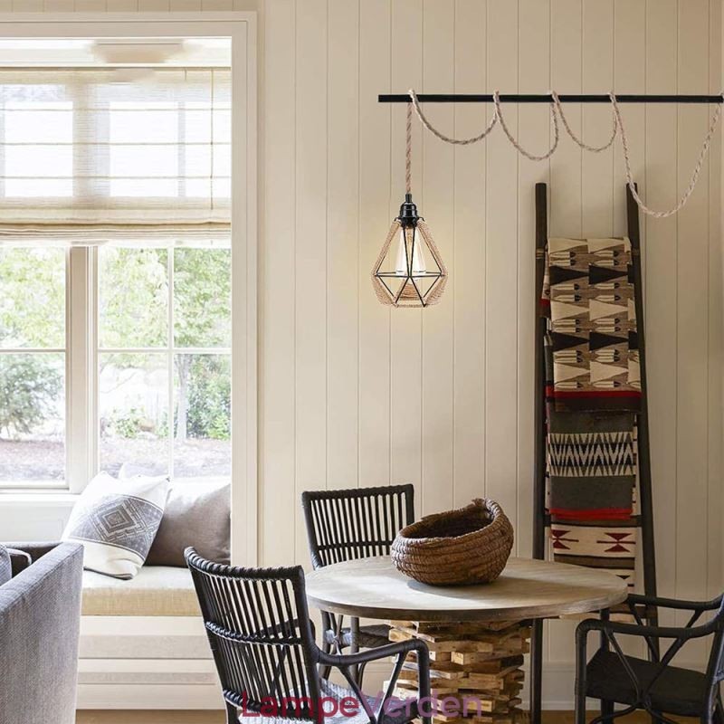 Retro Pendel Hamp Rope Ceiling Light 5M hængende tråd
