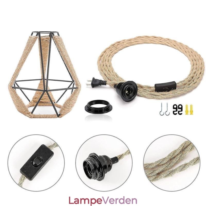 Retro Pendel Hamp Rope Ceiling Light 5M hængende tråd