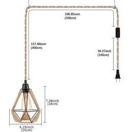 Retro Pendel Hamp Rope Ceiling Light 5M hængende tråd