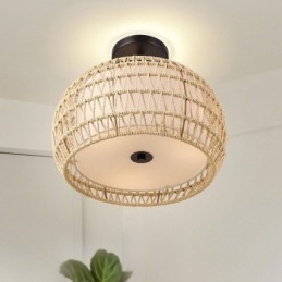 Papirreb Stof Flush Mount 32cm rund lampeskærm 3 lys