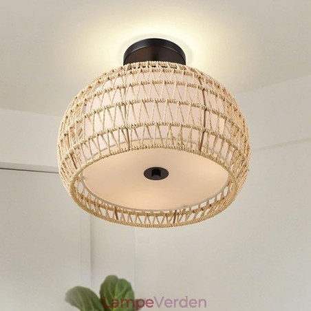 Papirreb Stof Flush Mount 32cm rund lampeskærm 3 lys Papirreb Stof Flush Mount 32cm rund lampeskærm 3 lys