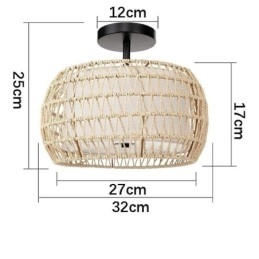 Papirreb Stof Flush Mount 32cm rund lampeskærm 3 lys