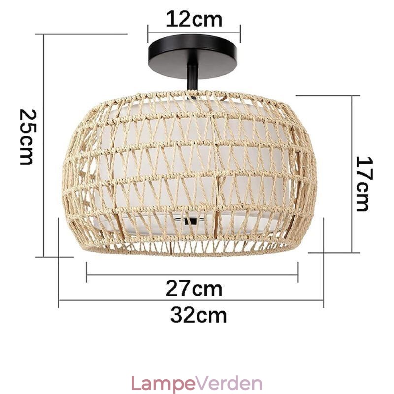 Papirreb Stof Flush Mount 32cm rund lampeskærm 3 lys