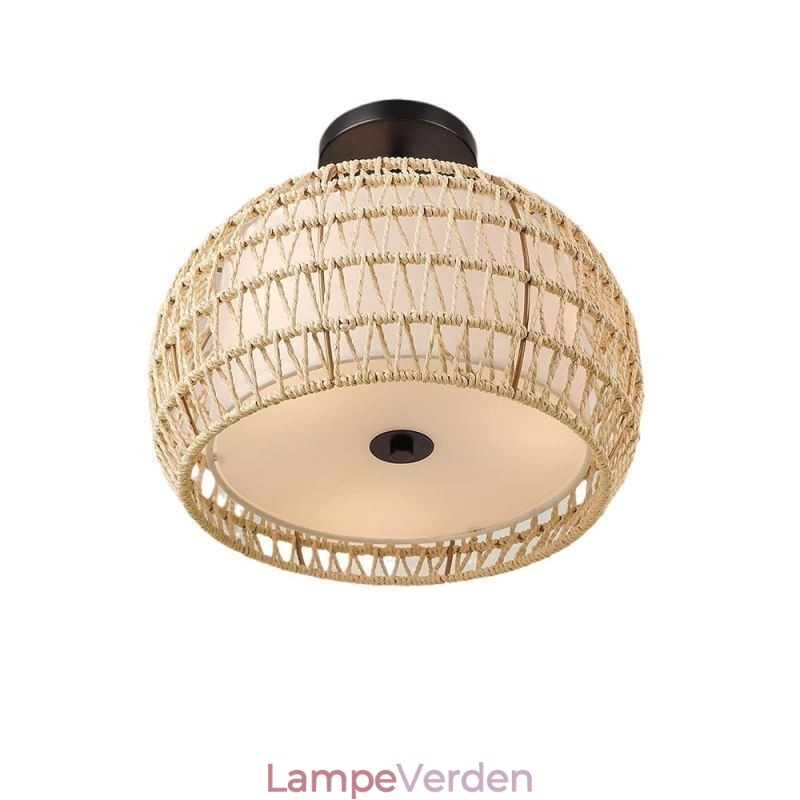 Papirreb Stof Flush Mount 32cm rund lampeskærm 3 lys